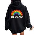 Lgbtq Be Kind Pocket Gay Pride Lgbt Ally Rainbowintage レディース オーバーサイズ パーカー バックプリント Black
