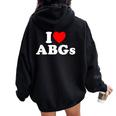 I Love Abgs I Heart Abg おもしろい アジアの赤ちゃん 女の子 恋人 レディース オーバーサイズ パーカー バックプリント Black
