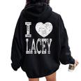 I Love Lacey バレンタイン ガールフレンド 女の子 娘 ハート 妻 レディース オーバーサイズ パーカー バックプリント Black