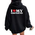 I Love My Girlfriend I Heart My Gf バレンタインデー レディース オーバーサイズ パーカー バックプリント Black
