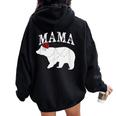 Mama Bear Xmas Buffalo Plaid Lights Matching Family Pajama レディース オーバーサイズ パーカー バックプリント Black