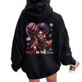 Melanin Afro 4Th Of July Party In The Usa Black Girl Us Flag Women Oversized Hoodie Back Print Black