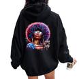 Melanin Afro African Happy 4Th Of July Black Girl Us Flag Women Oversized Hoodie Back Print Black