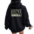 Mississippi Delta Blues Intage Retro Envejecida Women Oversized Hoodie Back Print Black