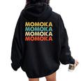 Momoka 桃花 レディース オーバーサイズ パーカー バックプリント Black