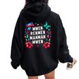 Mwen Renmen Manman Mwen ハイチ国旗 I Love My Mother レディース オーバーサイズ パーカー バックプリント Black