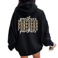 Panthers School Spirit Mascot Gold Panther Pride Mom Panther Women Oversized Hoodie Back Print Black