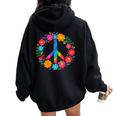 Peace Love Flower Power レトロ ヒッピー コスチューム タイダイ 60年代 70年代 レディース オーバーサイズ パーカー バックプリント Black