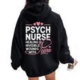 Psych Nurse Mental Health Psychiatric Nursing Appreciation レディース オーバーサイズ パーカー バックプリント Black