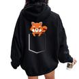 Red Panda In A Bag Cute Love レッドパンダバッグ レディース オーバーサイズ パーカー バックプリント Black