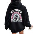 Retired Teacher Class Of 2025 Rainbow Retro Graduation レディース オーバーサイズ パーカー バックプリント Black