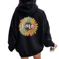 Retro Style Summer Sunflower Graphic For Oma Mother's Day Women Oversized Hoodie Back Print Black