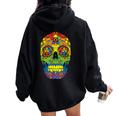 Sugarkull Lgbt Gay Pride Rainbow Flag Day Of The Dead レディース オーバーサイズ パーカー バックプリント Black