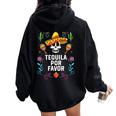 Tequila Por Favor アルコール テキーラ酒飲み メキシコ レディース オーバーサイズ パーカー バックプリント Black
