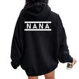 「Nana」ヘボン式「なな」「ナナ」下の名前 ローマ字 名入れ 名乗り ラテン文字 綴り レディース オーバーサイズ パーカー バックプリント Black