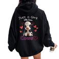 かわいい ホルスタイン 牛 の – ' Just A Girl Who Loves Cows ' デザイン レディース オーバーサイズ パーカー バックプリント Black