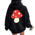 シンプルでキュートなキノコのグラフィック Cute Mushroom レディース オーバーサイズ パーカー バックプリント Black