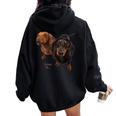 ダックスフントシャツ Weiner Dog Mom Dad Love Doxie Puppy キュート レディース オーバーサイズ パーカー バックプリント Black