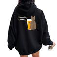 ビールをすすめるねこ2 猫 ビール Cat Beer レディース オーバーサイズ パーカー バックプリント Black