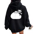 肉まんとパンダ かわいい チャイナ Pork Bunpanda レディース オーバーサイズ パーカー バックプリント Black