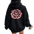 赤 バラ 花 バラの頭 庭 夏 Rose Red Flower Roses レディース オーバーサイズ パーカー バックプリント Black