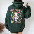 100Th Day Ofchool Unicorn 100 魔法の日々 先生 女の子 レディース オーバーサイズ パーカー バックプリント Navy Blue