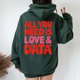 All You Need Is Love & Data Teacher コンピュータースプレッドシート レディース オーバーサイズ パーカー バックプリント Navy Blue