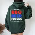 Bbq Beer Freedom シャツ レディース オーバーサイズ パーカー バックプリント Navy Blue