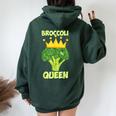 Broccoli Queen ブロッコリーの女王 ブロッコリー ベジタリアン・ベジタブル ブロッコリー レディース オーバーサイズ パーカー バックプリント Navy Blue