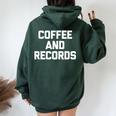 Coffee & Records 面白いビニールレコードコレクターミュージック レディース オーバーサイズ パーカー バックプリント Navy Blue