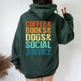 Coffee Books Dogsocial Justice レディース オーバーサイズ パーカー バックプリント Navy Blue