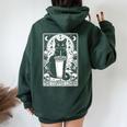 The Coffee Lover Cat ビンテージ ゴシック タロットカード レディース オーバーサイズ パーカー バックプリント Navy Blue