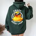 Crazy Duck Lady キュート アヒル ママ アヒルの所有者 面白い I Love Ducks レディース オーバーサイズ パーカー バックプリント Navy Blue