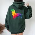 Dachshund Gay Pride Lgbt Lgbtq Rainbow Flag Dog Lovers レディース オーバーサイズ パーカー バックプリント Navy Blue