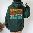 Dear Mom Great Job We're Awesome Thank You Retro Women Oversized Hoodie Back Print Navy Blue