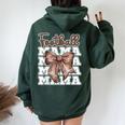 Football Mama Coquette Bow Sport Mom Game Women Oversized Hoodie Back Print Navy Blue
