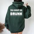 Drinking Humor You Might Be Drunk レディース オーバーサイズ パーカー バックプリント Navy Blue