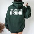 Drinking You Might Be Drunk レディース オーバーサイズ パーカー バックプリント Navy Blue