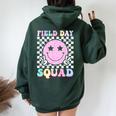 Field Day Squad Retro Groovy School Field Day Team Women Oversized Hoodie Back Print Navy Blue