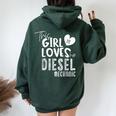 Girl Loves Diesel メカニックシャツ 面白いバレンタインデーギフト レディース オーバーサイズ パーカー バックプリント Navy Blue