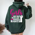 Girls Just Want To Have Fundamental Rights レディース オーバーサイズ パーカー バックプリント Navy Blue