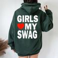 Girls Love Mywag シャツ おもしろい言葉 ガールズ Love Mywag レディース オーバーサイズ パーカー バックプリント Navy Blue