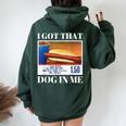 I Got That Dog In Me、 Hot Dog Meme レディース オーバーサイズ パーカー バックプリント Navy Blue
