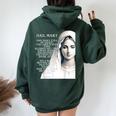 Hail Mary Blessed Mother ロザリオの祈り レディース オーバーサイズ パーカー バックプリント Navy Blue