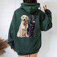 Happy Two Labradors ゴールデンブラック ラボレトリバー Mom Dad レディース オーバーサイズ パーカー バックプリント Navy Blue