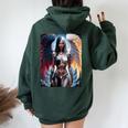 Hot Girl On 男性用 ハーフエンジェル&ハーフデーモンガール レディース オーバーサイズ パーカー バックプリント Navy Blue