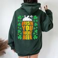 Irish You Were Beer 聖パトリックの日 ビアマグ 面白い レディース オーバーサイズ パーカー バックプリント Navy Blue