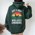 Just A Boy Who Loves Chickens シャツ キッズ 幼児 男の子 チキン レディース オーバーサイズ パーカー バックプリント Navy Blue