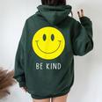 Be Kind かわいい イエロー スマイル フェイス シャツ スマイル フェイス ハピネス レディース オーバーサイズ パーカー バックプリント Navy Blue