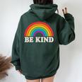 Lgbtq Be Kind Pocket Gay Pride Lgbt Ally Rainbowintage レディース オーバーサイズ パーカー バックプリント Navy Blue